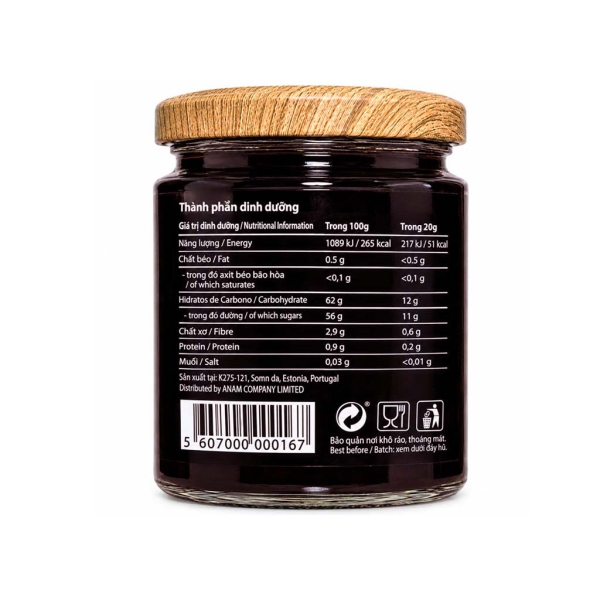MỨT VIỆT QUẤT KHÔNG ĐƯỜNG SABOR - BLUEBERRY JAM NO ADDED SUGAR SABOR 280g